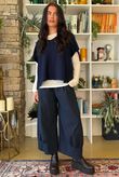 Bennie Quirky Barrel Pant Navy Pin Stripe